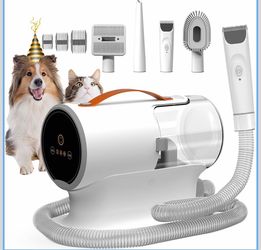 Dog Grooming Vacuum Kit with Clippers, 12000Pa Strong Suction, 2L Large Dust Cup, Low Noise <50dB, 5-in-1 Pet Hair Trimmer for Dogs Cats Shedding & Ho