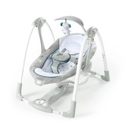 Ingenuity ConvertMe Swing-2-Seat 2-in-1 Vibrating Portable Baby Swing, Gray, Baby Bouncer