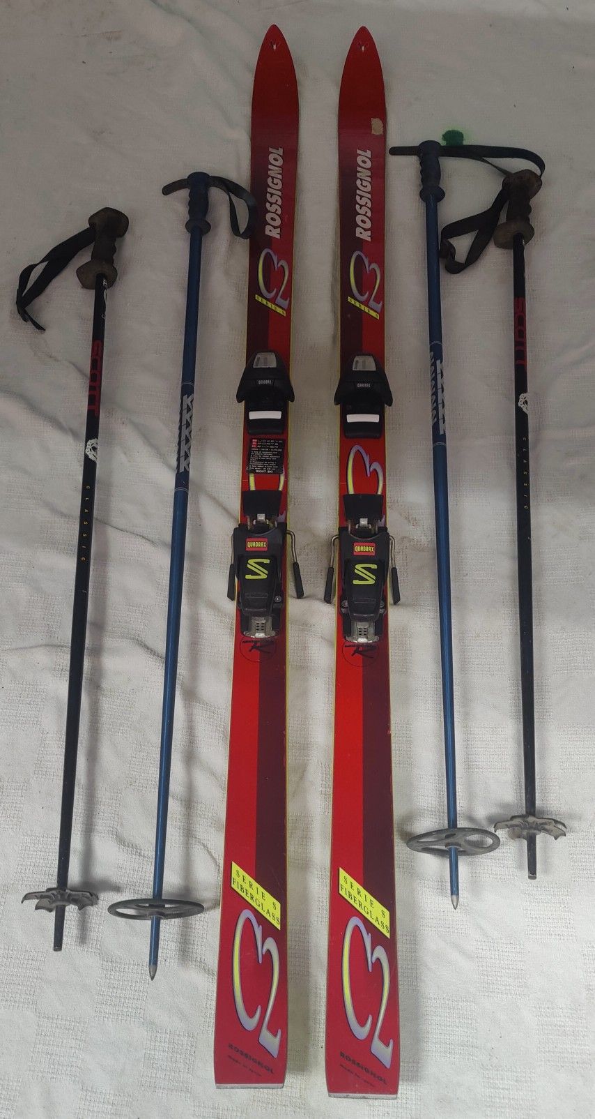 Rossignol S Series Fiberglass Skis With Poles 