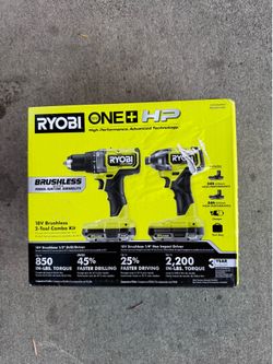 Ryobi ONE+ HP 18V Brushless Cordless 2-Tool Combo Kit with (2) 2.0 Ah Batteries, Charger, and Bag