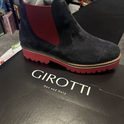 Custom Girotti Women boots * Navy & Burgundy * size 9 1/2