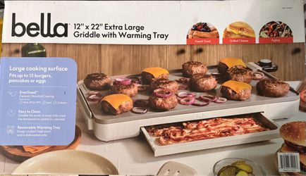 Bella 12x22 Extra Large Griddle with Warming Tray