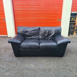 Black Leather Loveseat Couch - Free Delivery