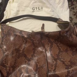 New Gili Milano Snake Embossed Leather Hobo Bag