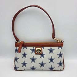 Dooney & Bourke NFL Dallas Cowboys  Wrislet Wallet Blue Stars & Brown Leather