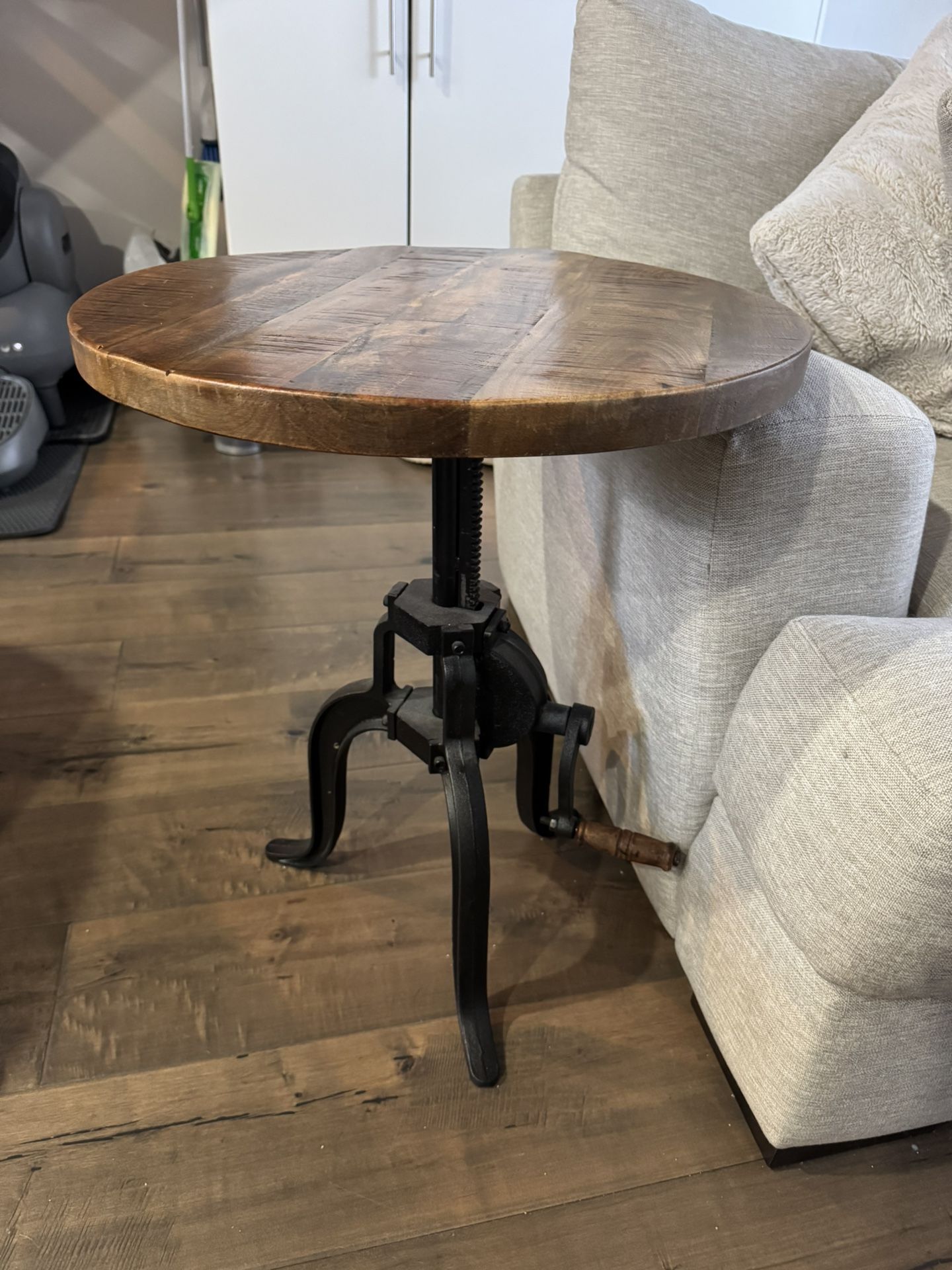 Rustic Industrial Round Side Table