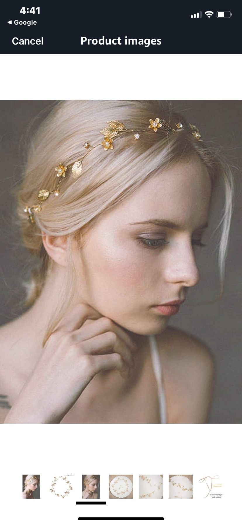 Wedding Hair Vine Headband Gold Leaf Crown Tiara Accessories For Bride.