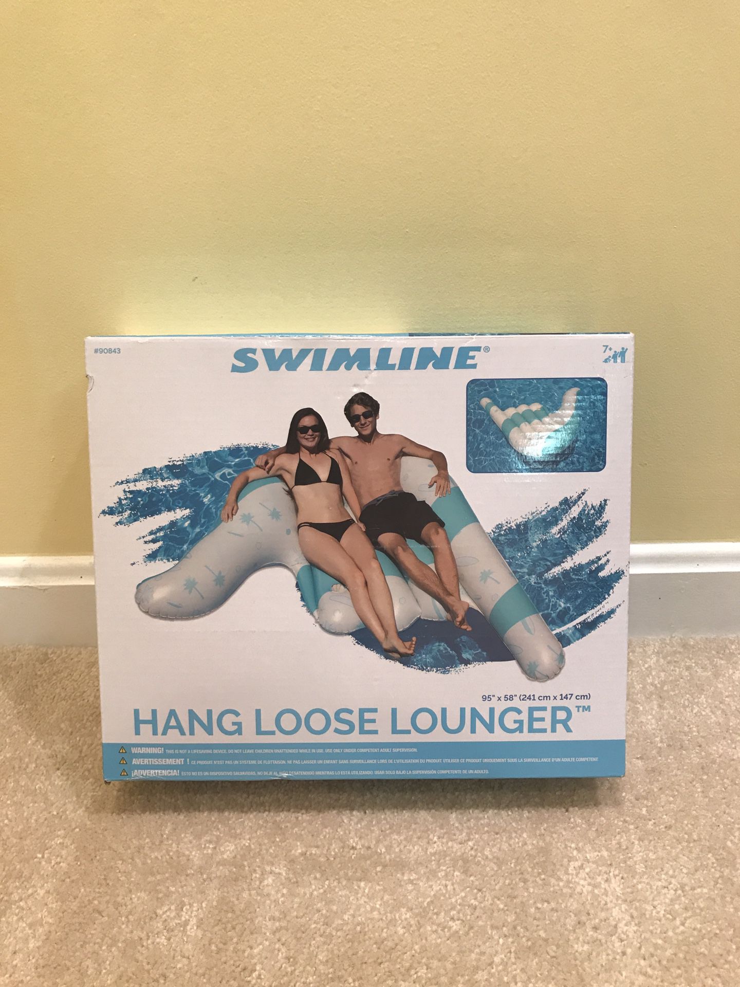 Swimline Inflatable Hang Loose Island Lounger Swimming Pool Float 95 x 58 Inches