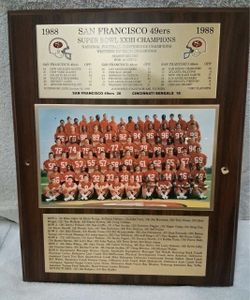 1988 San Francisco 49'ers Super Bowl XXIII Champions Team Photo Wood Plaque