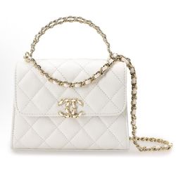CHANEL 23P Spring and Summer Kelly Leather Chain Diamond Hollow Handle Granular Embossing(off52)57