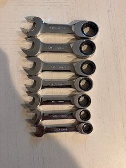 Snap on 9 pc SAE Flank Drive® 0&deg; Offset Short Ratcheting Combination Wrench