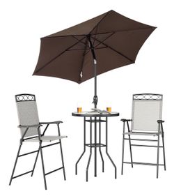 Costway 4PCS Patio Bistro Set Folding Counter...