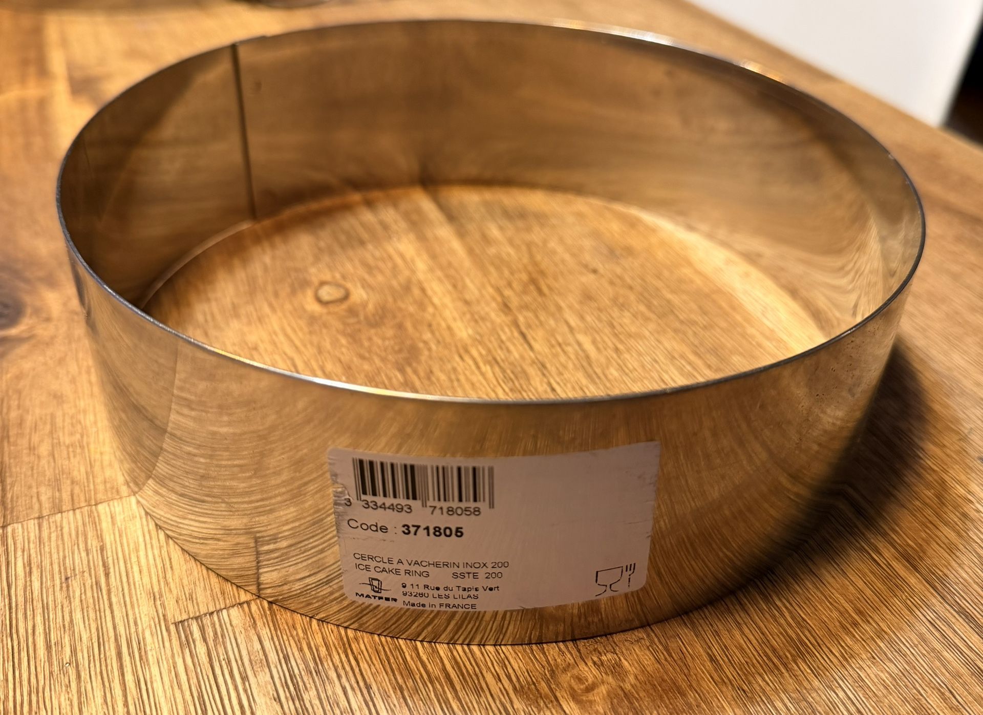 Matfer Ice Cake Ring, Stainless Steel, 7 7/8", Cercle A Vacherin Inox