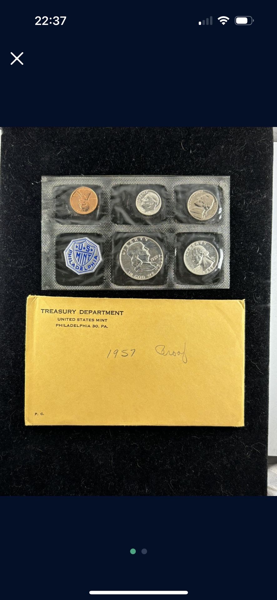 UNOPENED 1957 U.S. Proof Set in OGP -- 5 GREAT COINS INCLUDING SILVER — SHIPPING AVAILABLE!!