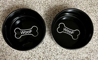 Black Porcelain Dog Food/Water Bowls