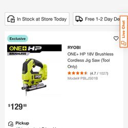 Ryobi ONE+ HP 18V Brushless Cordless Jig Saw (Tool Only)