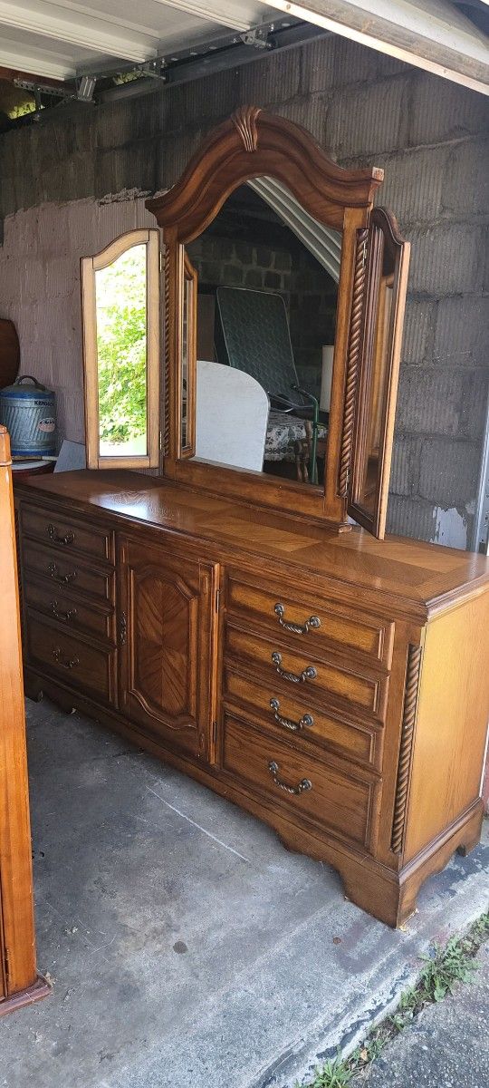 Vintage Long Dresser W/mirror