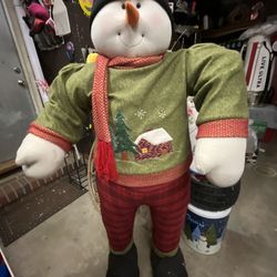 58”H Stuffed Snowman Figure Ex Cond
