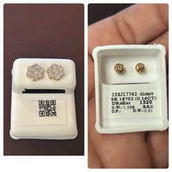0.14ct Flower Cluster Diamond Earrings 