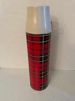 Vintage Plaid Thermos with Cup Lid 1973