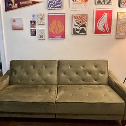 Green Velvet Tufted Futon