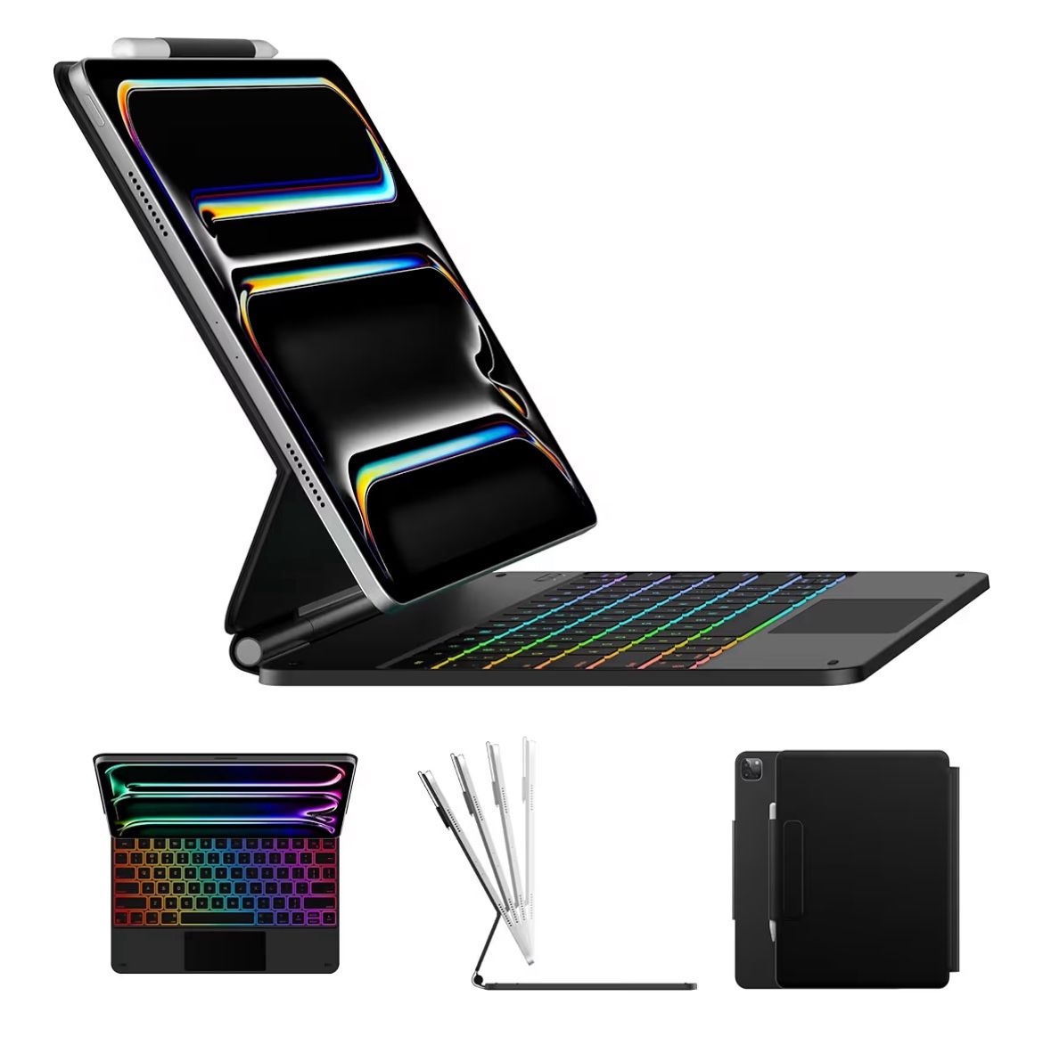 iPad Magic Keyboard with 11 Colors Backlight, (Clear) Keyboard Case with Pencil Holder, Multi-Touch Trackpad,Easy-Set Magnetic Stand NEW SEALED ASKI