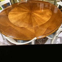 Designer Round Dining Table With 6 Chairs 30x 52 Or 76 With Extension Asking $1500. Obo Today…