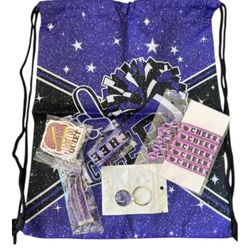 Cheerleading Gift Set 59pc – Drawstring Bag, Stickers, Hair Ties, Lanyard & More