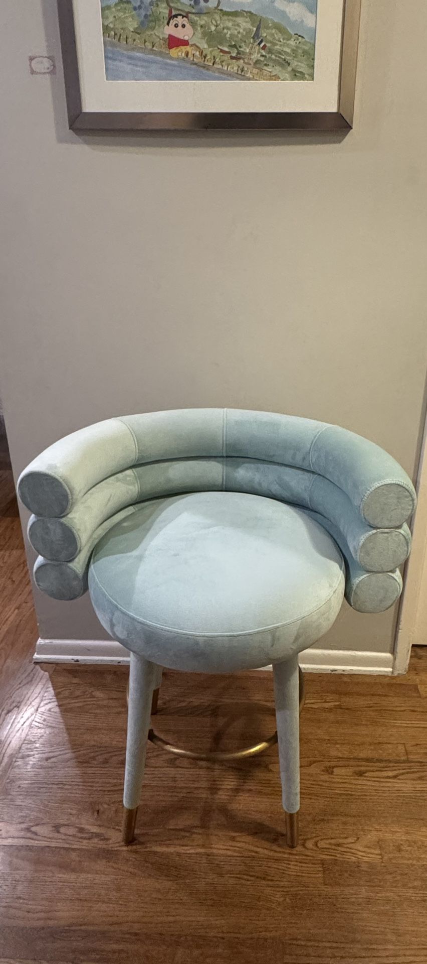 Bar chair, suede cover light blue