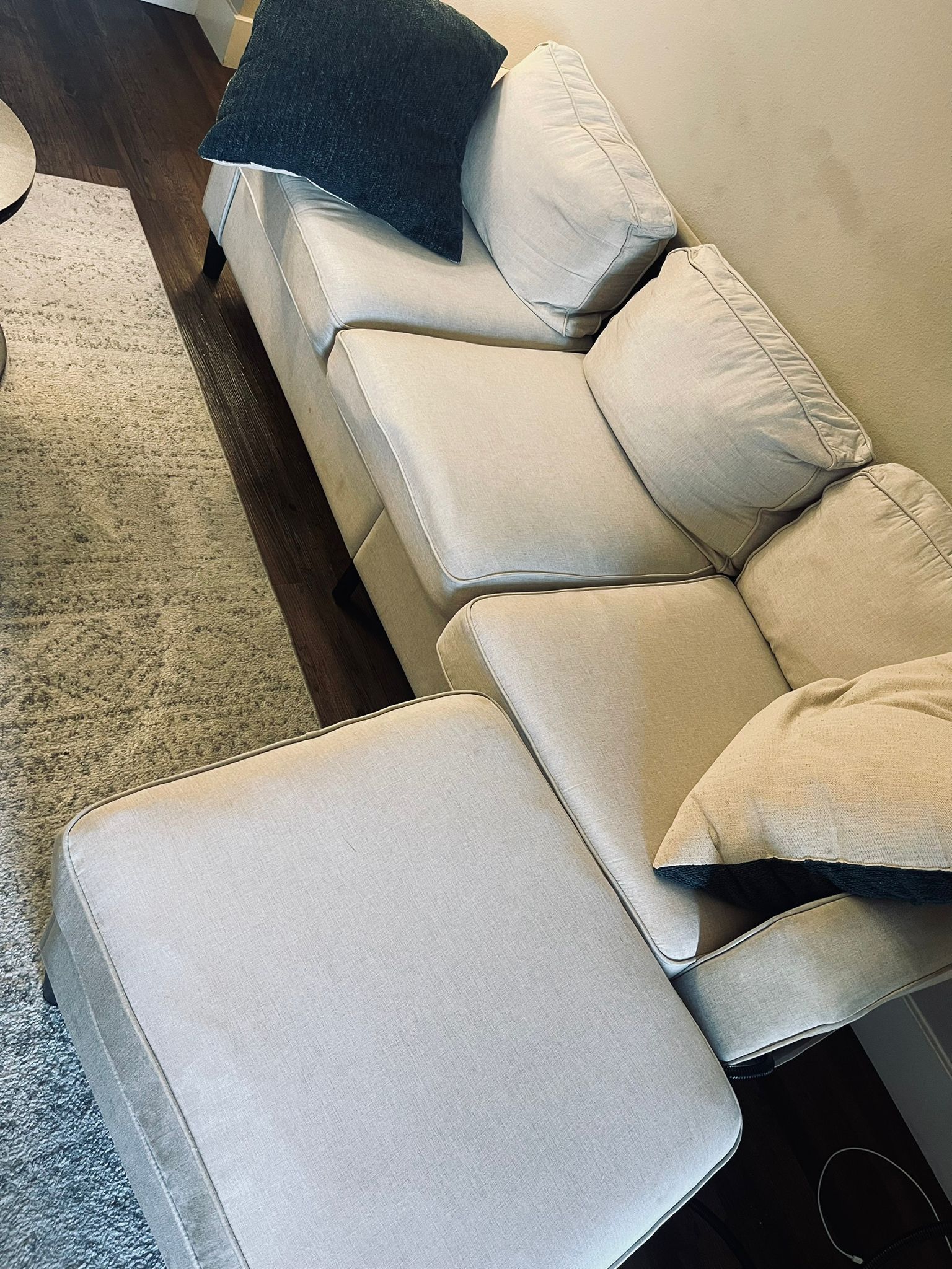 Light Beige Sectional Sofa with Chaise