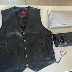 motorcycle vest and waterproof motorcycle cover 