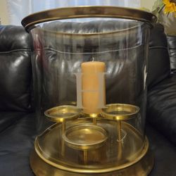 Beautiful Brass Glass Candle Holder 