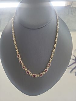 Necklace diamond and stone 28.4 14k