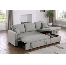 Reversible Pull Out Sleeper Sofa Bed Sectional Couch