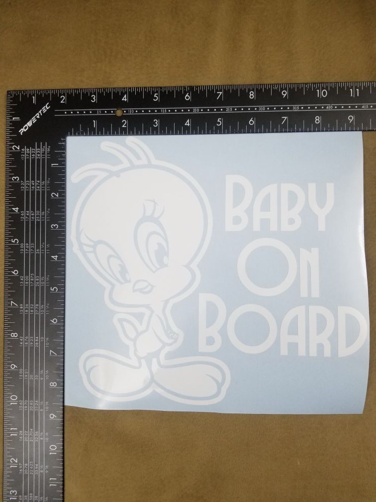 Baby On Board Tweety (Outline) Vinyl Decal - White or Black