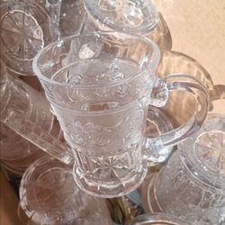 Crystal Mugs Etched Set of 16