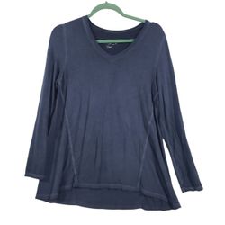 SOFT SURROUNDINGS Womens Dark Blue Long Sleeve Tunic Shirt Top Size Petite Small