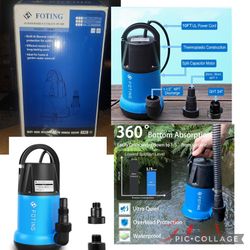 FOTING Sump Pump 1HP Clean/Dirty Submersible Water Pump,