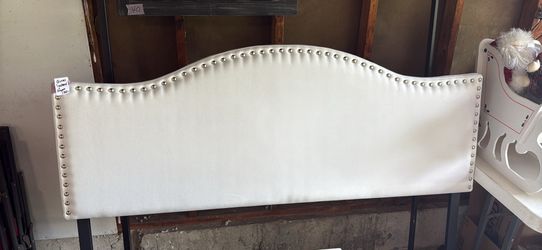 White upholstery queen headboard