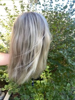 Madison Hair Collection - Ash blonde, human hair, lace top wig - Lucinda luxury cap (S)