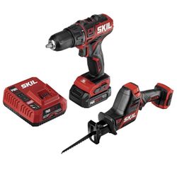 SKIL 2-Tool Combo Kit: PWRCore 12 Brushless 12V 1/2 Inch Cordless Drill Driver and Compact Brushless Reciprocating Saw, Includes 2.0Ah Lithium Battery