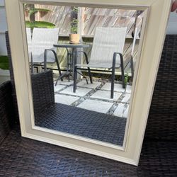 Distressed Cream Wood Wall Mirror 
