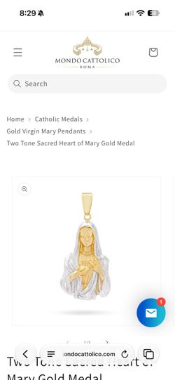 Two Tone Sacred Heart of Mary Gold Medal