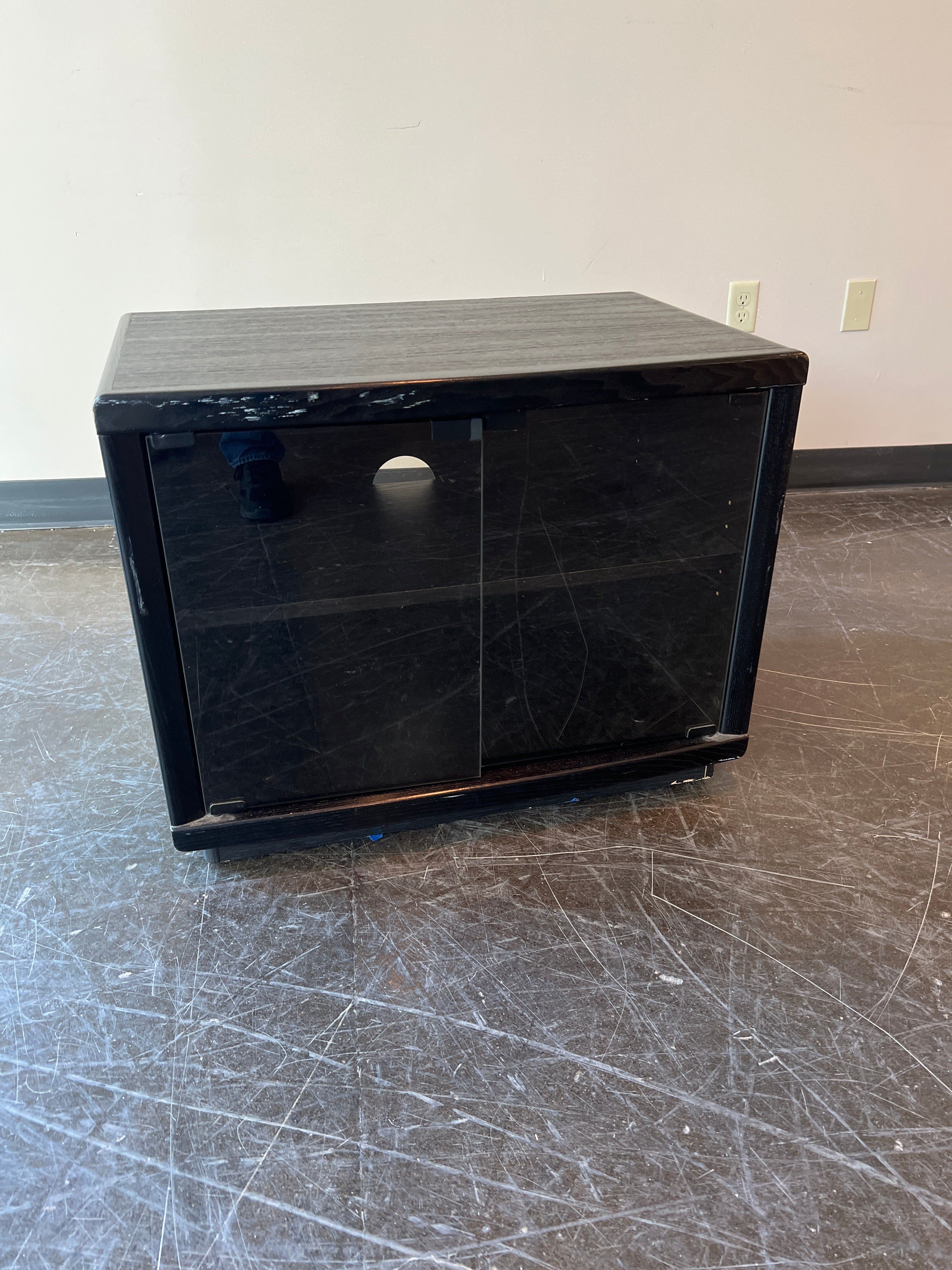 Black Swivel TV Stand with Storage Cabinets