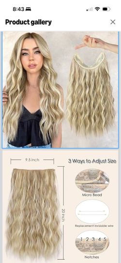 Blonde Hair Extensions Clip Ins with Invisible Wire Hairpieces for Women 4 Secure Clips