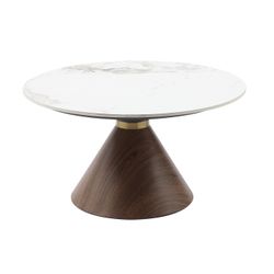 White Sintered Stone Tabletop Round Cocktail Coffee Table