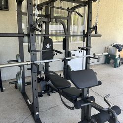 Vesta Fitness Smith Machine 1001 w/Bench Attachment | 230lb Bumpers Olympic Weights | 7ft Olympic Bar | Gym Equipment | FREE DELIVERY🚚 