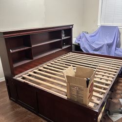 Full Size Solid Wood Bedframe With Drawers