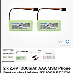 2 × 2.4V 1000mAh AAA MSM Phone Battery for Uniden BT-1008 BT-1016 BT1021 BT1025
