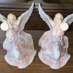 ✨ Elegant Holiday Angel Décor – Shimmering Blown Trumpet Pair – MUST SEE!